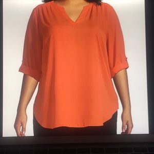 Plus Size 3/4 Sleeve V Neck Blouse Worthington
